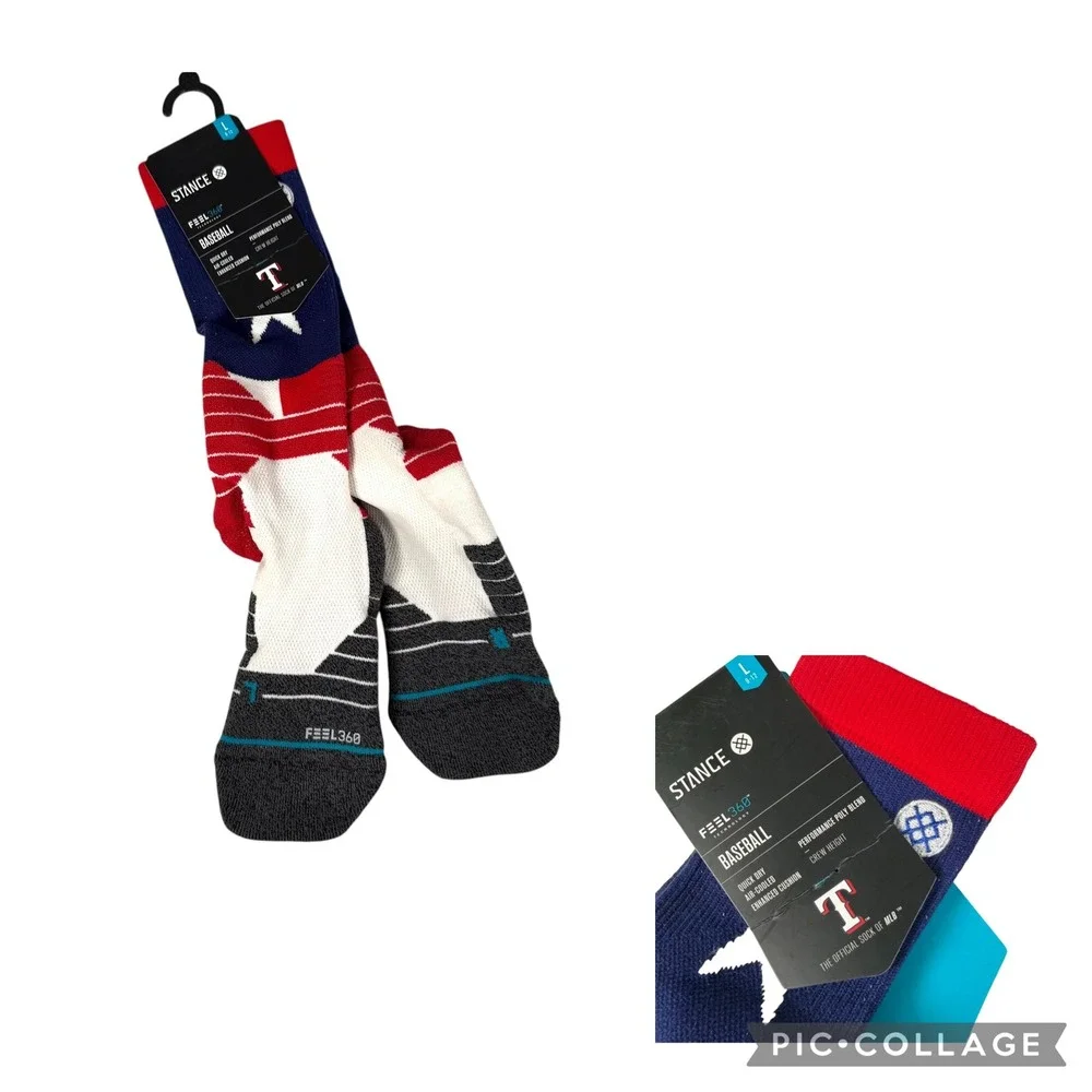 Stance Texas Rangers MLB Diamond Pro Crew Baseball Socks Blue Red Large NEW